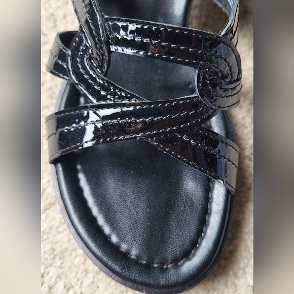 Paul Green Leather Munchen Low Kitten Heel Sandals Black Y2K Size 6 - Picture 4 of 12